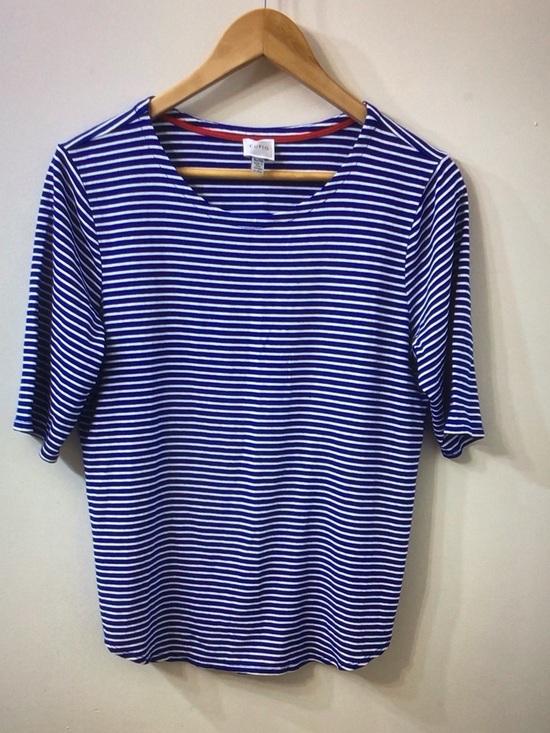 Cupio Tops - Cupio Blue and White Striped Short Sleeve Tee